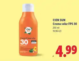 Lidl CIEN SUN Crema solar FPS 30 oferta