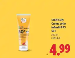 Lidl CIEN SUN Crema solar infantil FPS 50+ oferta