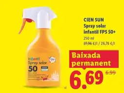 Lidl CIEN SUN Spray solar infantil FPS 50+ oferta