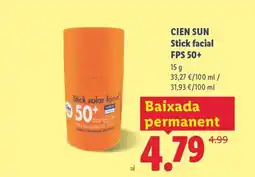 Lidl CIEN SUN Stick facial FPS 50+ oferta