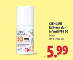 Lidl CIEN SUN Roll-on solar infantil FPS 50 oferta
