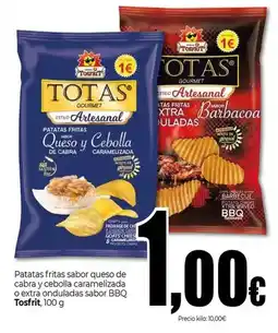 Unide Market Tosfrit - patatas fritas sabor queso de cabra y cebolla caramelizada o extra onduladas sabor bbq oferta