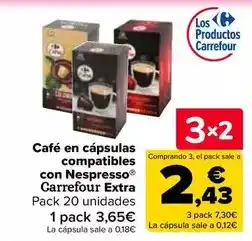 Carrefour Carrefour extra - cafe en capsulas compatibles con nespresso oferta