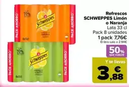 Carrefour Schweppes - refrescos limon o naranja oferta
