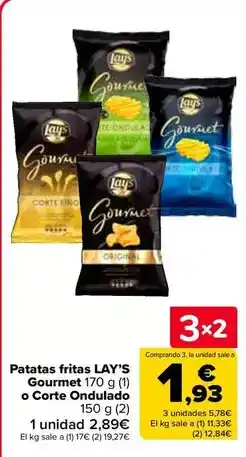 Carrefour Lay's - patatas fritas gourmet o corte ondulado oferta