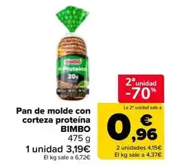 Carrefour Bimbo - pan de molde con corteza protei­na oferta