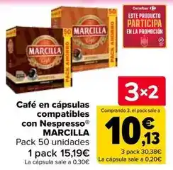 Carrefour Marcilla - cafe en capsulas compatibles con nespresso oferta