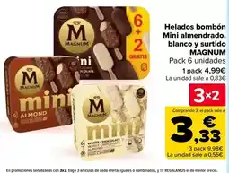 Carrefour Magnum - helados bombon mini almendrado, blanco y surtido oferta