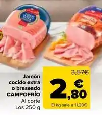 Carrefour Campofrío - jamon cocido extra o braseado oferta