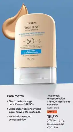 Yanbal Yanbal - total block ultraprotección spf 50+ matificante con color oferta
