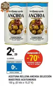 E.Leclerc Maestros aceituneros - aceituna rellena anchoa seleccion oferta