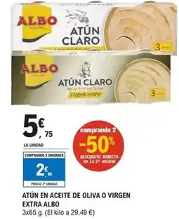 E.Leclerc Albo - atún en aceite de oliva o virgen extra oferta