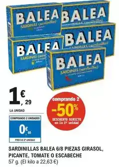 E.Leclerc Balea - sardinillas 6/8 piezas girasol oferta