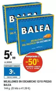 E.Leclerc Balea - mejillones en escabeche 12/15 piezas oferta