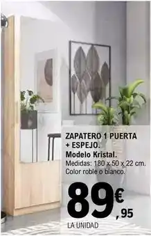 E.Leclerc Habitdesign - zapatero 1 puerta + espejo modelo kristal oferta