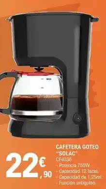 E.Leclerc Solac - cafetera goteo oferta