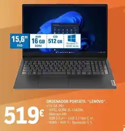 E.Leclerc Lenovo - ordenador portátil v15 g4 iru oferta