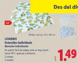 Lidl LIVARNO Estovalles individuals Manteles individuales oferta