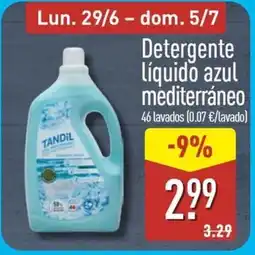 ALDI TANDIL Detergente líquido azul mediterráneo oferta