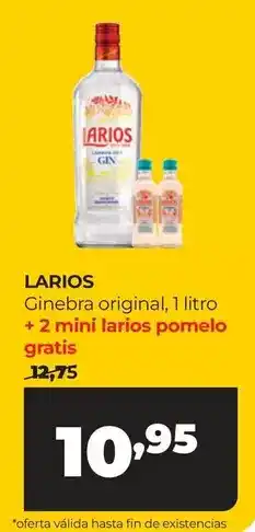 Alimerka Larios - ginebra original, 1 litro + 2 mini pomelo gratis oferta