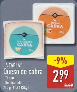 ALDI LA TABLA Queso de cabra oferta