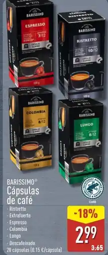 ALDI BARISSIMO Cápsulas de café oferta