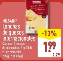 ALDI MILSANI Lonchas de quesos internacionales oferta