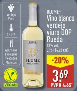 ALDI BLUME Vino blanco verdejo viura DOP Rueda oferta