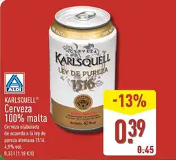 ALDI KARLSQUELL Cerveza 100% malta oferta