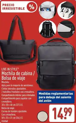 ALDI LIVE IN STYLE Mochila de cabina / Bolsa de viaje oferta