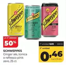 Alimerka Schweppes - ginger ale, tonica o refresco pink zero oferta