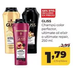 Alimerka Gliss - champú color perfector, ultimate oil elixir o ultimate repair oferta