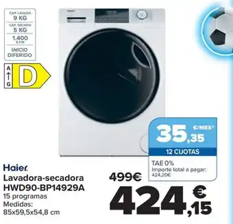 Carrefour HAIER Lavadora-secadora HWD90-BP14929A oferta