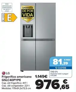 Carrefour LG Frigorífico americano GSLC40PYPE oferta