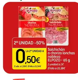 Dialprix ELPOZO Salchichón o chorizo lonchas nobleza oferta
