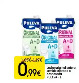 Dialprix PULEVA Leche original entera, semidesnatada o desnatada oferta