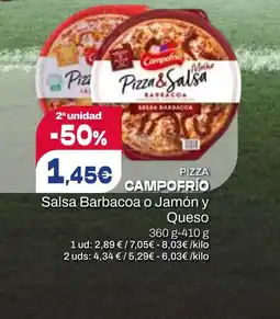 Dialprix CAMPOFRÍO Pizza Salsa Barbacoa o Jamón y Queso oferta