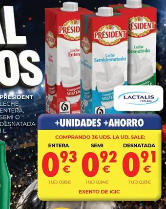 CashDiplo PRESIDENT Leche entera, semi o desnatada oferta