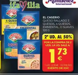 CashDiplo EL CASERIO Queso rallado 3 quesos, 4 quesos, emmental, o suaves oferta