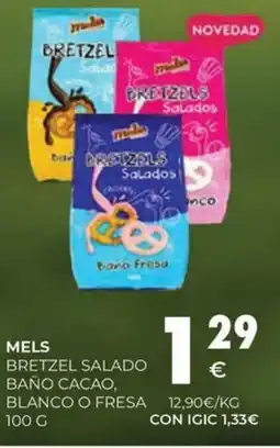 CashDiplo MELS Bretzel salado baño cacao, blanco o fresa oferta