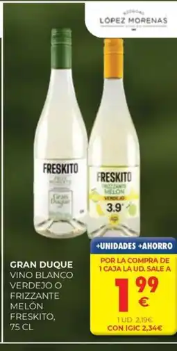 CashDiplo GRAN DUQUE Vino blanco verdejo o frizzante melón freskito oferta