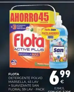 CashDiplo FLOTA Detergente polvo marsella, 45 lav + suavizante san floral 59 lav - pack oferta