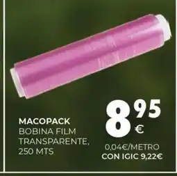 CashDiplo MACOPACK Bobina film transparente oferta