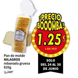 SPAR MILAGROS Pan de molde rebanada gruesa oferta