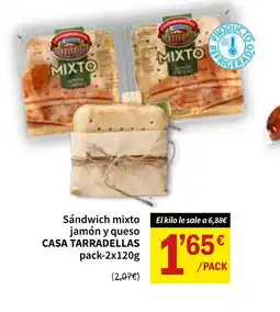 SPAR CASA TARRADELLAS Sándwich mixto jamón y queso oferta