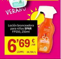 SPAR SPAR Loción bronceadora para niños FPS50 oferta