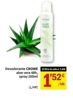 SPAR CROWE Desodorante aloe vera 48h, spray oferta