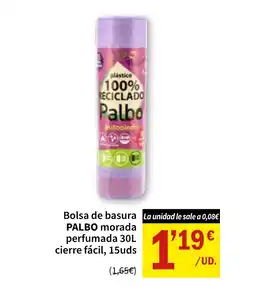 SPAR PALBO Bolsa de basura perfumada 30L cierre fácil, 15uds oferta