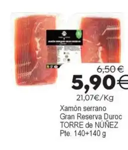 Plenus Supermercados TORRE de NÚÑEZ Xamón serrano Gran Reserva Duroc oferta
