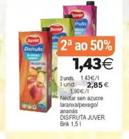 Plenus Supermercados DISFRUTA JUVER Néctar sen azucre laranxa/pexego/ ananás oferta